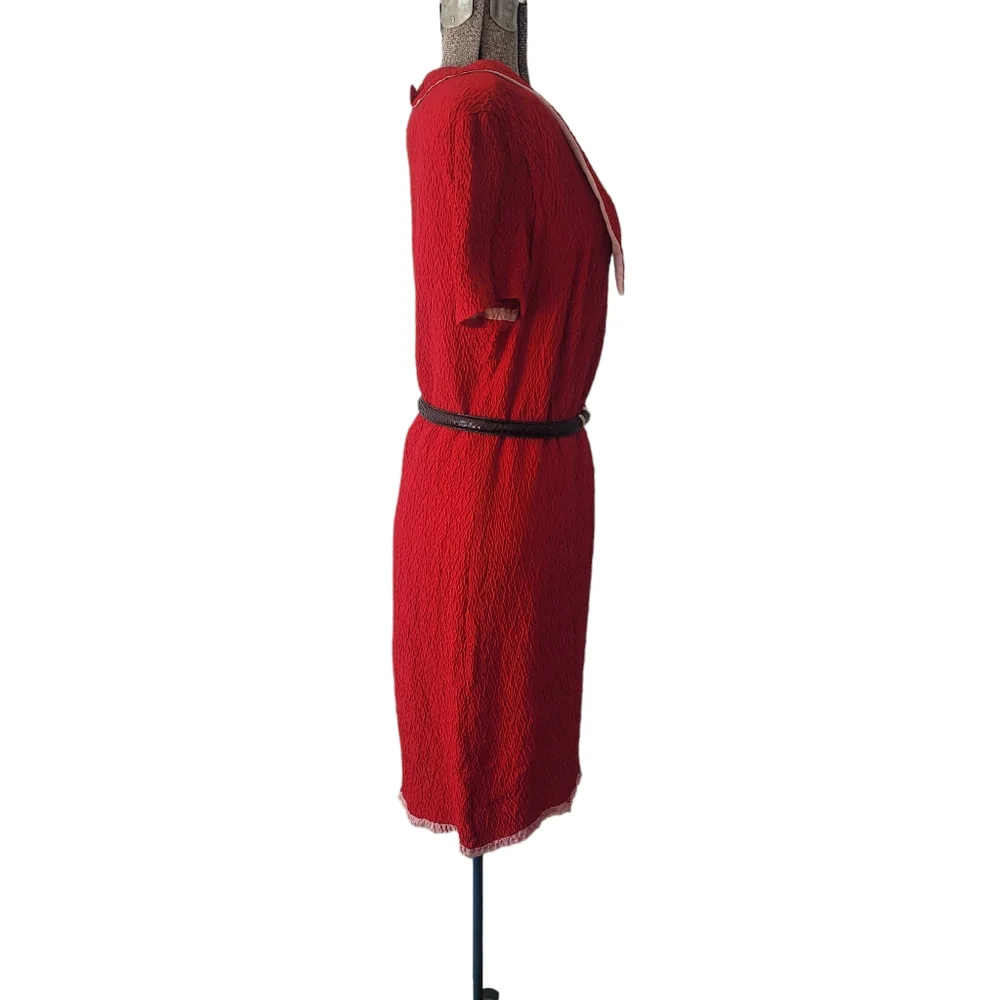 Vintage 1960s dagger collar red mini dress size small - Picture 7 of 14